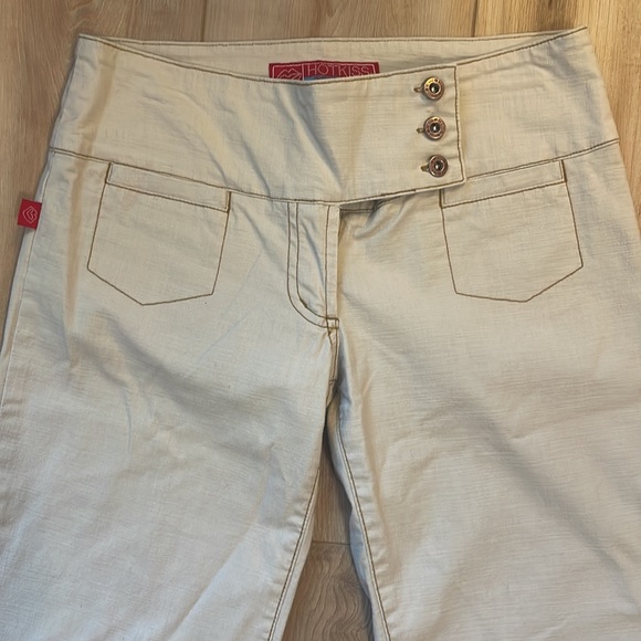 Hot kiss flare khaki pants jeans wide leg trousers size 1 23 - Picture 2 of 13